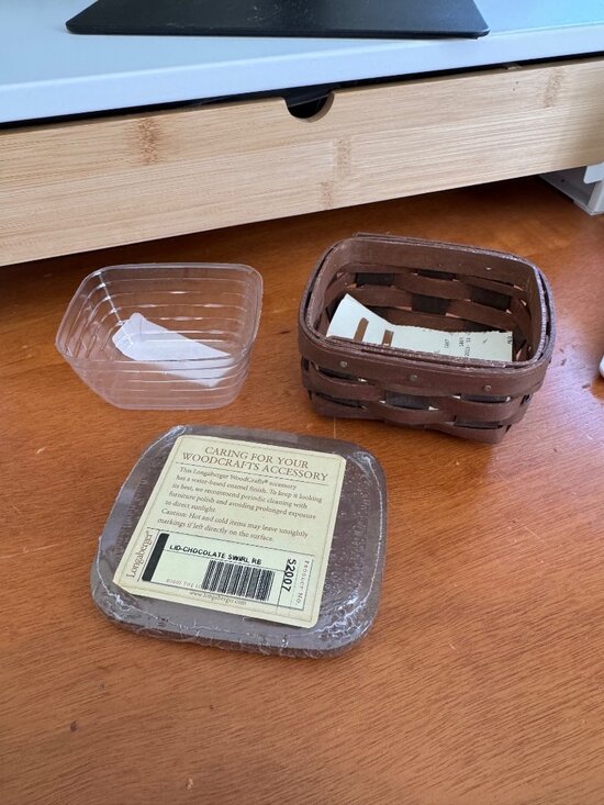 Longaberger Other - Longaberger Chocolate Swirl Handmade Basket Lid Plastic Insert Set 3 Piece 2015